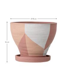 Portavaso piccolo in terracotta Abonoa, Terracotta, Rosa, salmone, bianco latteo, Ø 18 x Alt. 16 cm