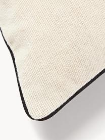 Cuscino in lana fatto a mano Lips Bitten, Retro: velluto (100% cotone), Bianco crema, rosso, Larg. 45 x Lung. 45 cm