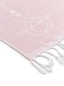 Fouta imprimé floral Lotus, Rose, blanc