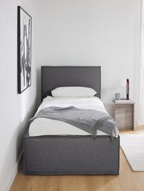 Einzelbett Dream, Bezug: Polyester (Strukturstoff), Korpus: Massives Kiefernholz, Pla, Webstoff Dunkelgrau, B 90 x L 200 cm