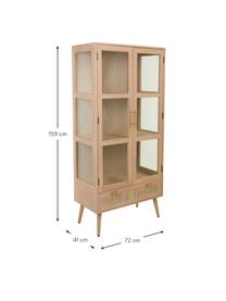 Vitrine en bois Cayetana, Bois clair, larg. 72 x haut. 159 cm