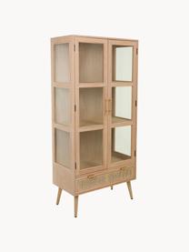 Vitrine Cayetana, Frame: gefineerd MDF, Handvatten: metaal, Poten: gelakt bamboehout, Hout, bruin gelakt, B 72 cm x H 159 cm