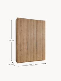 Drehtürenschrank Monaco, 3-türig, Korpus: Holzwerkstoff, foliert, Griffe: Metall, beschichtet, Holz, B 148 x H 216 cm