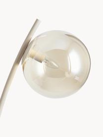 Kleine vloerlamp Cora met travertijn voet, Lampenkap: glas, Frame: gecoat staal, Lampvoet: travertijn, Beige, travertijn, H 127 cm