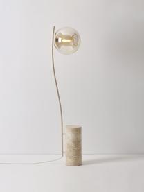 Malá stojací lampa s travertinovou podstavou Cora, Béžová, travertin, V 127 cm
