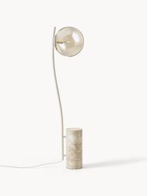 Petit lampadaire avec base en travertin Cora, Beige, travertin, haut. 127 cm