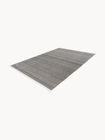 Tapis d'intérieur/d'extérieur tissé main avec franges Nador, 100 % polyéthylène, Gris foncé, larg. 80 x long. 150 cm (taille XS)