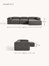 Narożna sofa modułowa Lennon, Tapicerka: 100% poliester Dzięki tka, Stelaż: lite drewno sosnowe, skle, Nogi: tworzywo sztuczne Ten pro, Antracytowa tkanina, S 327 x G 180 cm, lewostronna