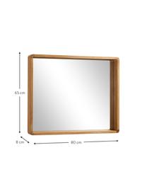 Specchio da parete con cornice in legno Kuveni, Cornice: legno di teak, Superficie dello specchio: lastra di vetro, Marrone, Larg. 80 x Alt. 65 cm
