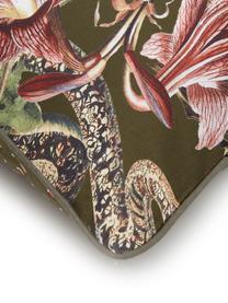 Taie d'oreiller réversible en satin de coton Airen, 65 x 65 cm, Vert mousse, multicolore, larg. 65 x long. 65 cm
