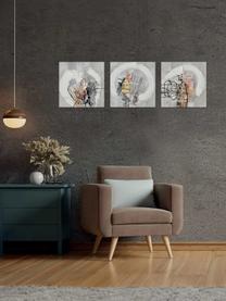 Handgemalte Leinwandbilder Canvas, 3er-Set, Grau, Weiss, Mehrfarbig, B 40 x H 40 cm