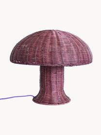 Lámpara de mesa de ratán Burgundy, Cable: cubierto en tela, Color berenjena, Ø 34 x Al 30 cm