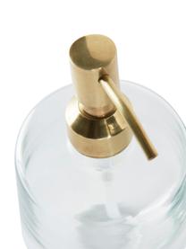 Dosificador de jabón Cornelia, Recipiente: vidrio, Dosificador: metal recubierto, Latón, transparente, Ø 10 x Al 15 cm