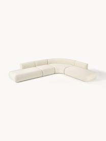 Modulares Teddy-Ecksofa Sofia (4-Sitzer), Bezug: Teddy (100 % Polypropylen, Gestell: Fichtenholz, Spanplatte, , Füße: Kunststoff Das in diesem , Teddy Off White, B 385 x T 298 cm