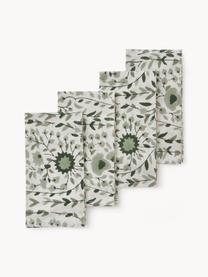 Serviettes motif à fleurs Jade, 4 pièces, 100 % coton, Tons verts, blanc cassé, larg. 45 x long. 45 cm (taille M)