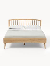 Łóżko z drewna z zagłówkiem Signe, Drewno dębowe, S 140 x D 200 cm