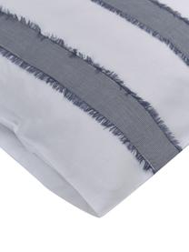 Povlaky na polštáře z bavlněného perkálu s třásněmi Raja, 2 ks, Bílá, modrá, Š 40 cm, D 80 cm