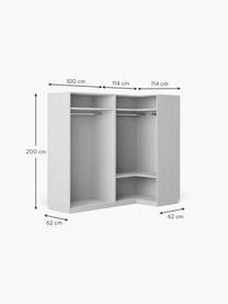 Armario esquinero modular Leon, 4 puertas (215 cm), diferentes variantes, Estructura: tablero aglomerado revest, Gris claro, Interior Basic (An 215 x Al 200 cm) esquinero