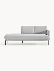 Chaise longue Fluente, Bekleding: 100% polyester Met 80.000, Frame: massief grenenhout, berke, Poten: metaal, gepoedercoat Dit , Geweven stof lichtgrijs, B 202 x D 85 cm, rugleuning links