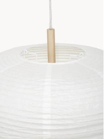 Design hanglamp Misaki uit rijstpapier, Lampenkap: rijstpapier, Decoratie: hout, Wit, helder hout, Ø 40 x H 70 cm