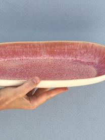 Ručne maľovaný servírovací tanier s reaktívnou glazúrou Areia, D 23 x Š 12 cm, Červená, lomená biela, svetlobéžová