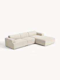 Ecksofa Melva (4-Sitzer), Bezug: 100 % Polyester Der strap, Gestell: Massives Kiefern- und Fic, Füße: Kunststoff Dieses Produkt, Webstoff Hellbeige, B 319 x T 195 cm, Eckteil links