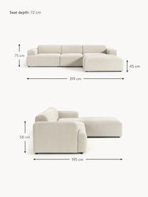 Ecksofa Melva (4-Sitzer), Bezug: 100 % Polyester Der strap, Gestell: Massives Kiefern- und Fic, Webstoff Hellbeige, B 319 x T 195 cm, Eckteil links