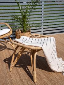 Rotan tuinstoel Ella met voetenbank, Rotan, polyester, Beige, 66 x 131 cm