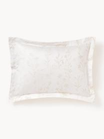 Taie d'oreiller en satin de coton motif jacquard Hurley, Blanc crème, beige clair, larg. 50 x long. 70 cm