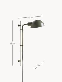 Wandleuchte Funiculí mit Stecker und verstellbarem Lampenschirm, Lampenschirm: Aluminium, beschichtet, Greige, glänzend, T 30 x H 49 cm