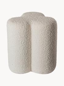 Tabouret en tissu bouclé Clover, Bouclé blanc cassé, Ø 37 x haut. 45 cm