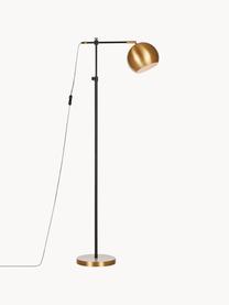 Kleine leeslamp Chester van metaal, Frame: gelakt messing, Lampvoet: messing, Messing, zwart, H 122 cm