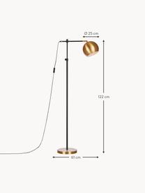 Kleine leeslamp Chester van metaal, Frame: gelakt messing, Lampvoet: messing, Messing, zwart, H 122 cm