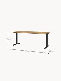 Höhenverstellbarer Schreibtisch Orija aus Holz und Metall, Beine: Metall, pulverbeschichtet, Tischplatte: Spanplatte, melaminbeschi, Holz, Schwarz, B 180 x T 80 cm