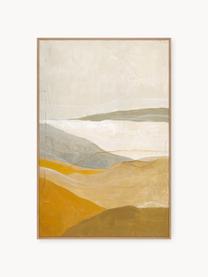 Handbeschilderde canvasdoek Yellow Field met houten lijst, Lijst: eikenhoutfineer, gecoat, Geel-, beigetinten, helder hout, B 90 x H 120 cm