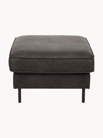 Sofa-Hocker Hunter aus recyceltem Leder, Bezug: 70% recyceltes Leder, 30%, Gestell: Massives Kiefernholz, hoc, Füße: Metall, pulverbeschichtet, Leder Anthrazit, B 85 x T 70 cm