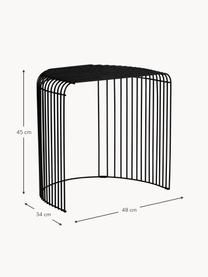 Oválny kovový pomocný stolík Curva, Oceľ s práškovým náterom, Matná čierna, Š 48 x V 45 cm
