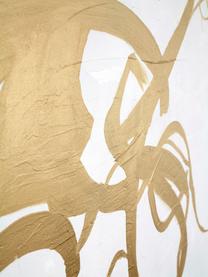 Handgemaltes Leinwandbild Goldplay mit Holzrahmen, Rahmen: Eichenholz, beschichtet, Goldfarben, Hellgrau, B 102 x H 102 cm