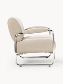 Loungefauteuil Marcel, Bekleding: 100% polyester Met 30.000, Frame: metaal, Geweven stof lichtbeige, zilverkleurig, B 76 x D 74 cm