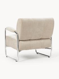 Loungefauteuil Marcel, Bekleding: 100% polyester Met 30.000, Frame: metaal, Geweven stof lichtbeige, zilverkleurig, B 76 x D 74 cm