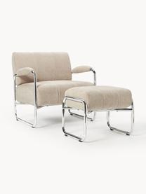 Sillón Marcel, Tapizado: 100% poliéster Alta resis, Estructura: metal, Tejido beige claro, plateado, An 76 x F 74 cm