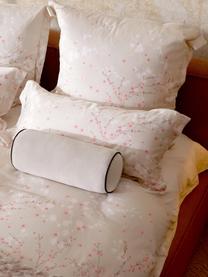 Housse de couette en satin de coton à motif floral Sakura, Beige clair, rose pâle, blanc, larg. 260 x long. 240 cm