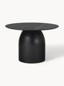 Table de salle à manger ronde avec plateau en marbre Nelly, Noir, marbré, Ø 115 cm