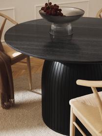 Table de salle à manger ronde avec plateau en marbre Nelly, Noir, marbré, Ø 115 cm