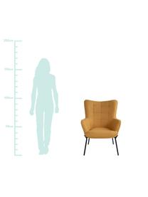 Sillón Chair, Tapizado: poliester, Estructura: madera de pino, Patas: acero, Amarillo, An 79 x F 70 cm
