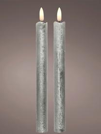 LED-Stabkerzen Bonna, 2 Stück, Wachs, Silberfarben, H 24 cm