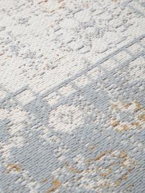 Handgewebter Chenilleteppich Neapel, Flor: 95 % Baumwolle, 5 % Polye, Graublau, Cremeweiß, B 160 x L 230 cm (Größe M)