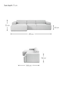 Ecksofa Melva (4-Sitzer) in Hellgrau, Bezug: Polyester Der hochwertige, Gestell: Massives Kiefernholz, Spa, Füße: Kiefernholz, Webstoff Hellgrau, B 319 x T 144 cm