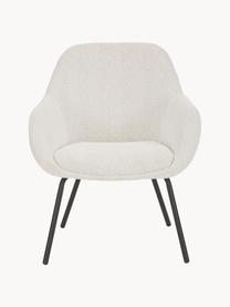 Fauteuil cocktail en tissu bouclé Nava, Tissu bouclé blanc crème, noir, larg. 72 x prof. 68 cm