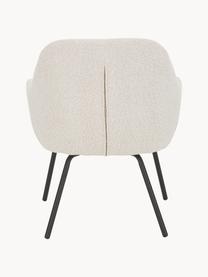 Fauteuil cocktail en tissu bouclé Nava, Tissu bouclé blanc crème, noir, larg. 72 x prof. 68 cm